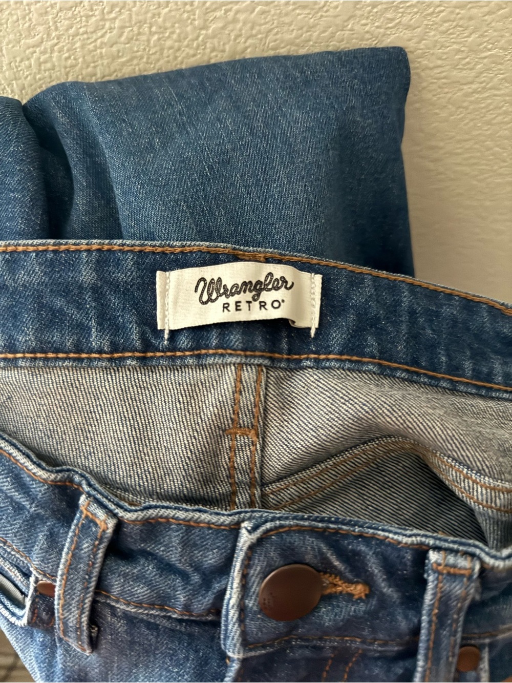 Wrangler Retro High Rise Flare Trouser Jeans 28 Denim Blue Western Ranch NWT - Picture 15 of 16
